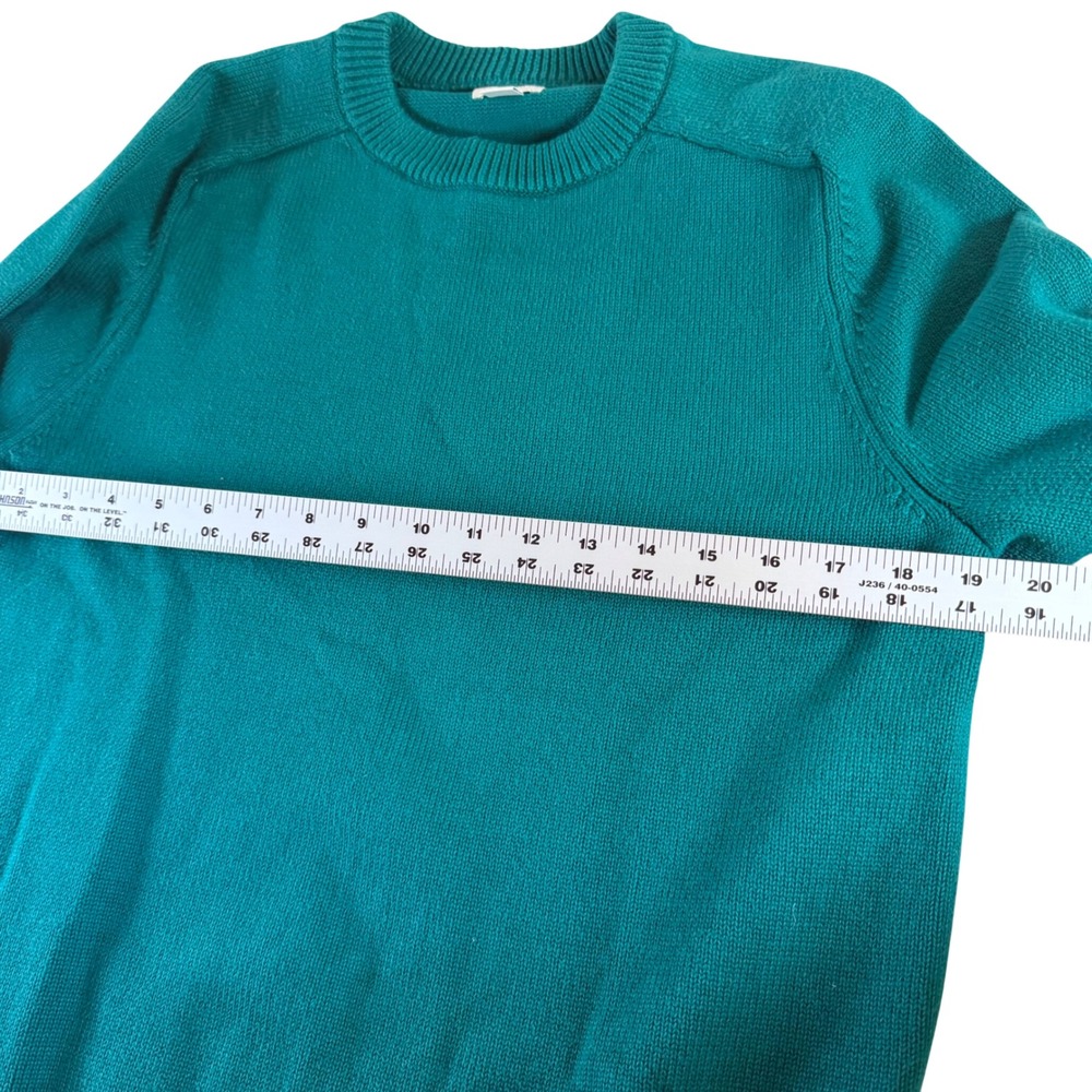 J.Crew‎ Mens Medium Teal Green 100% Cotton Crewneck Knit Sweater Long Sleeve - Picture 4 of 4